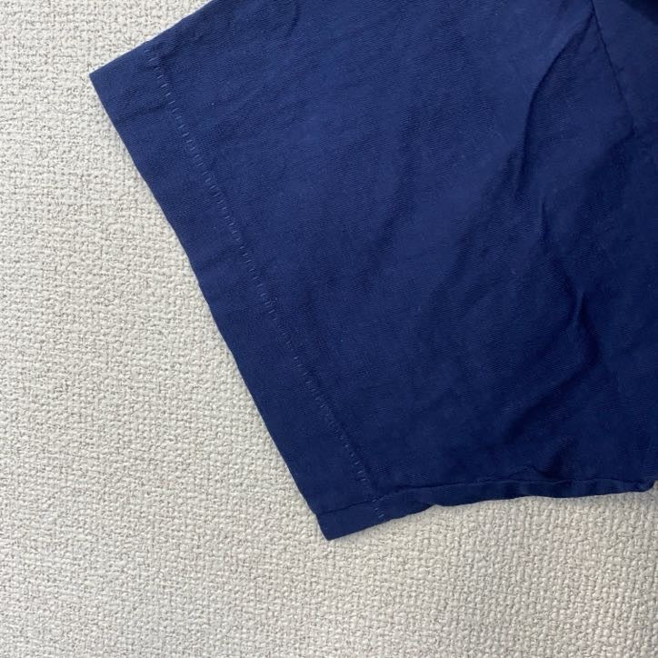 90s　半袖プリントTシャツ　刺繍　ステッチ　シングルステッチ　シンプル　紺　ネイビー　XLサイズ　　ヴィンテージ　古着
