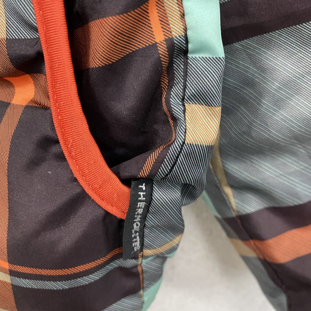 BILLABONG　ビラボン　フルジップナイロンジャケット　中綿入り　ハの字ポケット　リバーシブル　オレンジ　チェック柄　古着