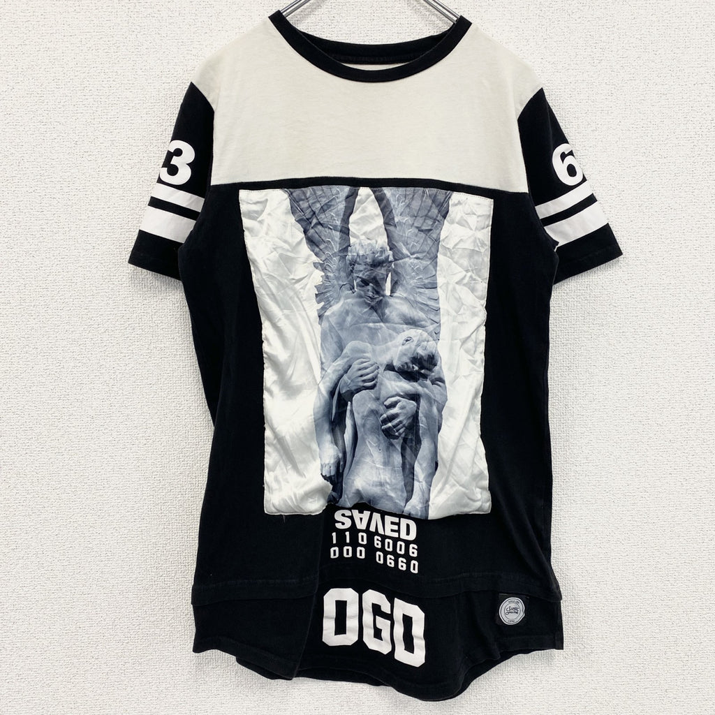 Sixth June　半袖プリントフォトリンガーTシャツ　両面プリント　クルーネック　黒　ブラック　XSサイズ　古着