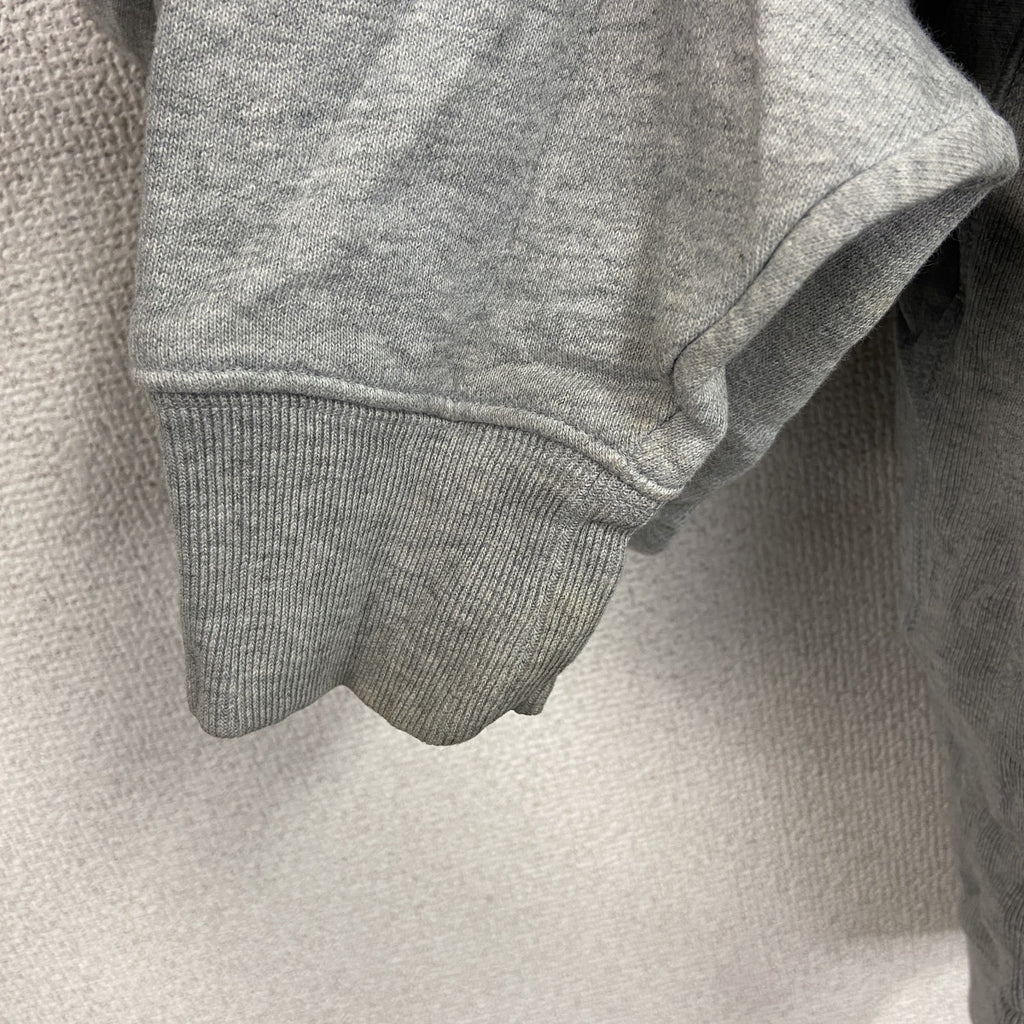 Champion　チャンピオン　スウェットパーカー/フーディー　切り替えカラー　デカロゴ　ワッペン　刺繍ロゴ　灰色　グレー　Lサイズ トレーナー スウェットトップス フード付き 古着