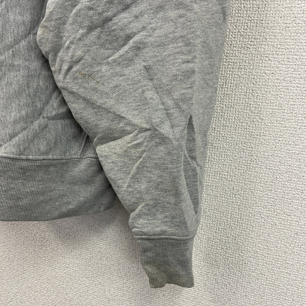 Champion　チャンピオン　スウェットパーカー/フーディー　切り替えカラー　デカロゴ　ワッペン　刺繍ロゴ　灰色　グレー　Lサイズ トレーナー スウェットトップス フード付き 古着