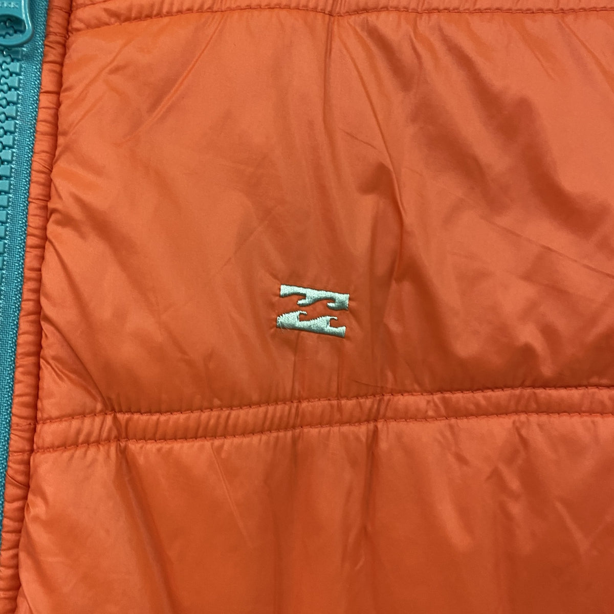 BILLABONG　ビラボン　フルジップナイロンジャケット　中綿入り　ハの字ポケット　リバーシブル　オレンジ　チェック柄　古着