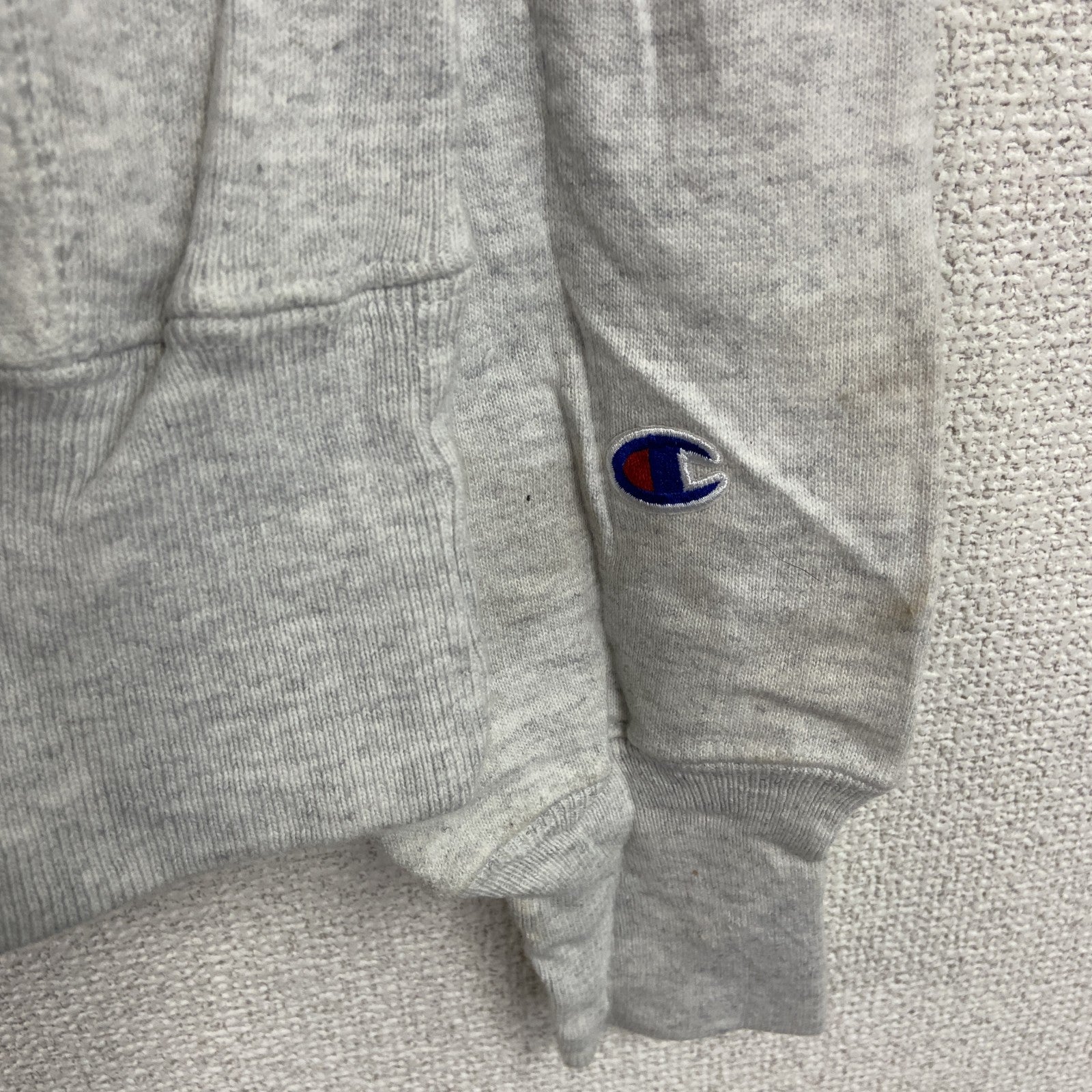 Champion　チャンピオン　リバースウィーブ　スウェットパーカー/フーディー　アーチプリント　現行　霜降りグレー　Sサイズ トレーナー スウェットトップス フード付き 古着
