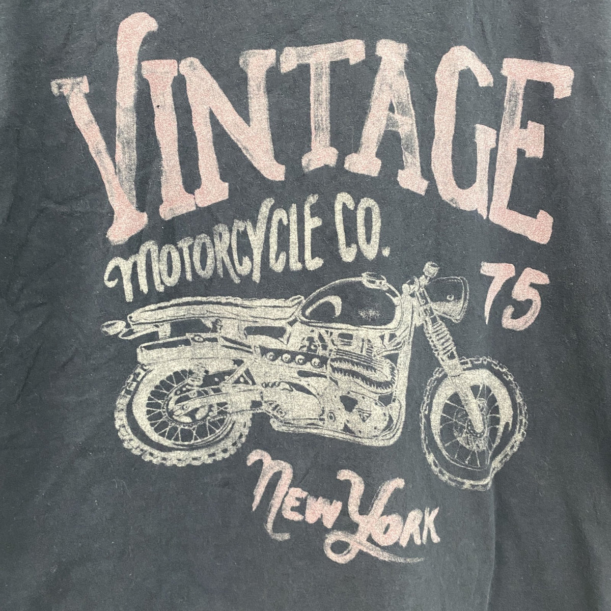VINTAGE CLTH　半袖プリントTシャツ　vintage motorcycle　バイク　英字プリント　黒　ブラック　Mサイズ　古着