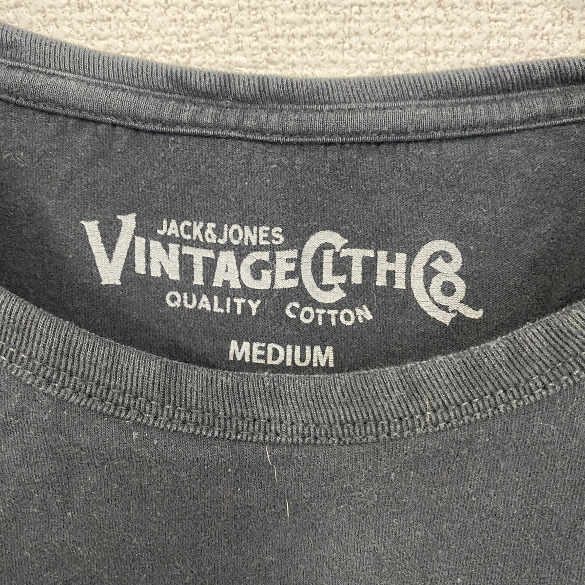 VINTAGE CLTH　半袖プリントTシャツ　vintage motorcycle　バイク　英字プリント　黒　ブラック　Mサイズ　古着