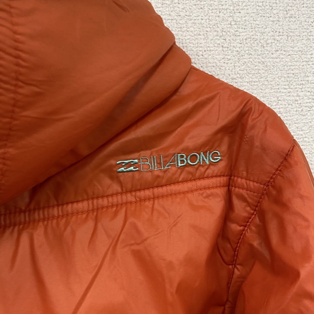 BILLABONG　ビラボン　フルジップナイロンジャケット　中綿入り　ハの字ポケット　リバーシブル　オレンジ　チェック柄　古着