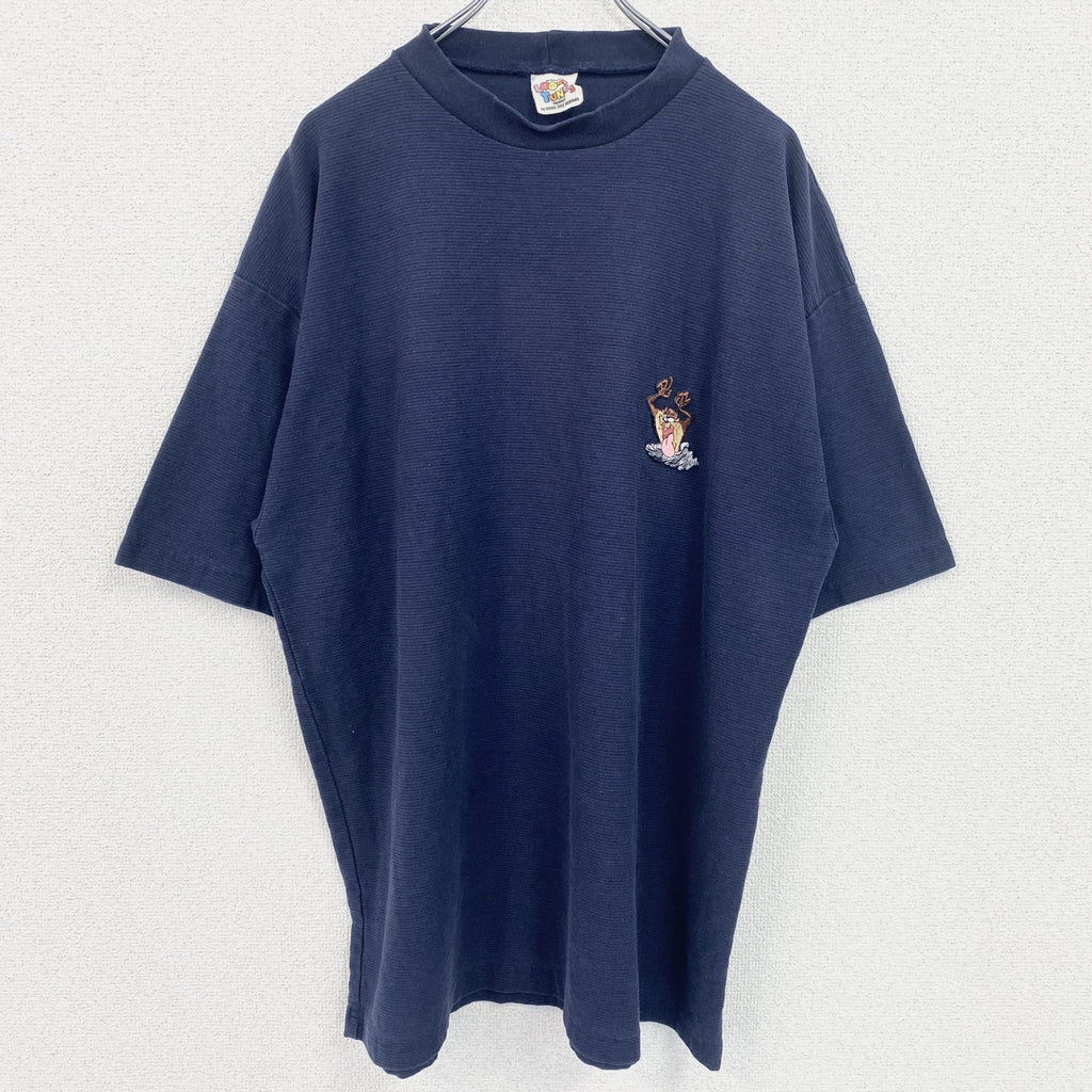 90s　LOONY TUNES　ルーニー・テューンズ　半袖ワンポイントTシャツ　刺繍　タズマニアンデビル ヴィンテージ カットソー メンズ 古着