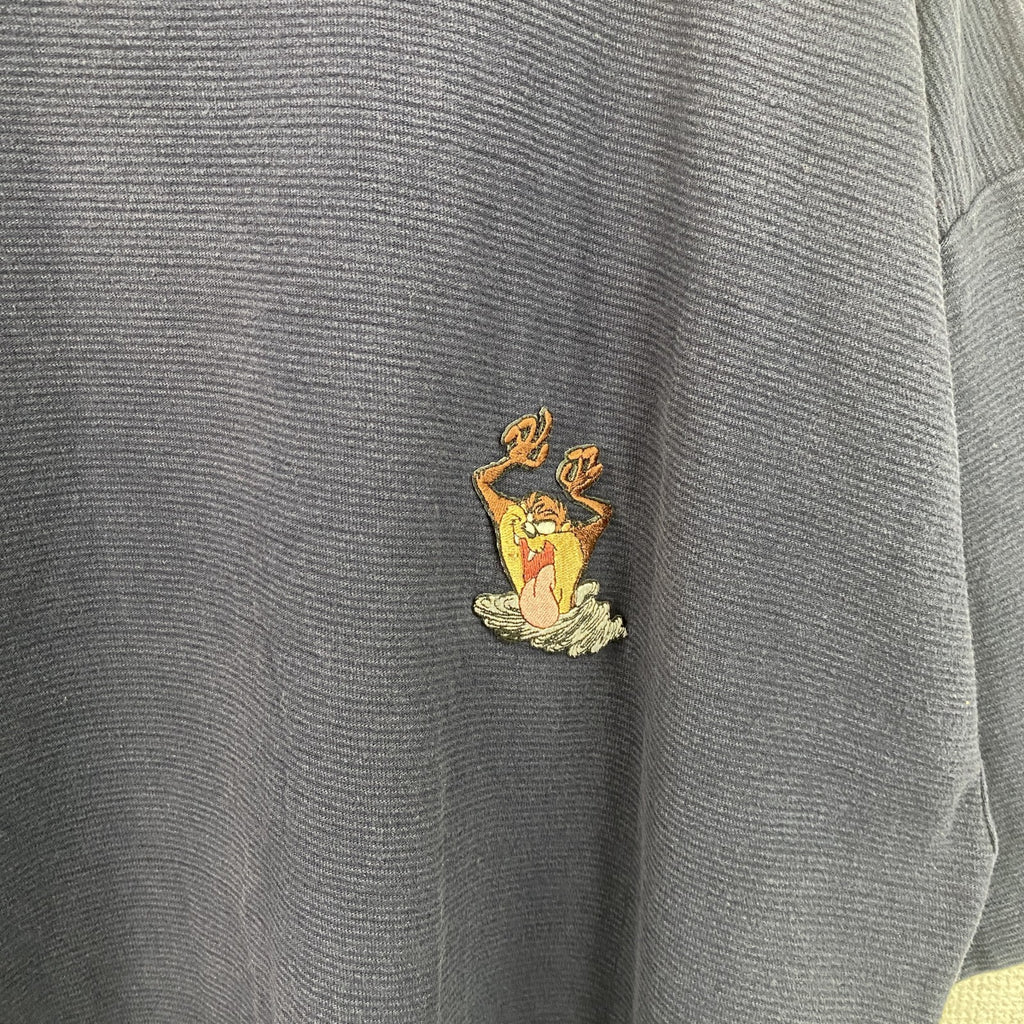90s　LOONY TUNES　ルーニー・テューンズ　半袖ワンポイントTシャツ　刺繍　タズマニアンデビル ヴィンテージ カットソー メンズ 古着