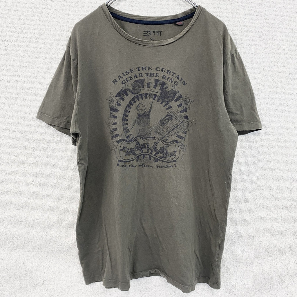 半袖プリントTシャツ　オスカー　OSCAR　チャコールグレー　クルーネック　レトロデザイン　XLサイズ　古着