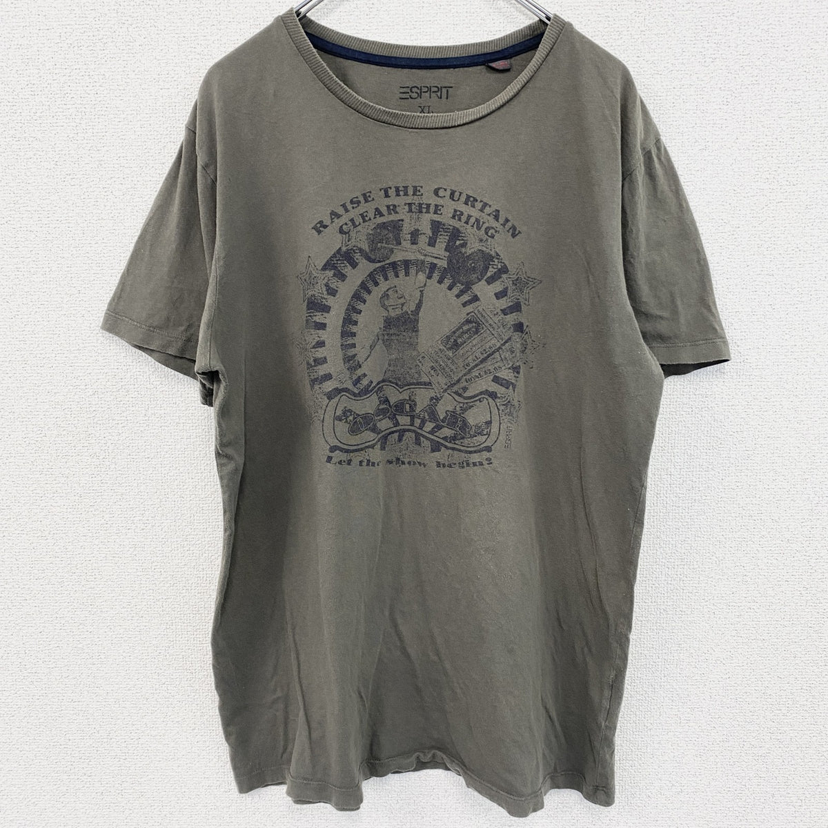 半袖プリントTシャツ　オスカー　OSCAR　チャコールグレー　クルーネック　レトロデザイン　XLサイズ　古着