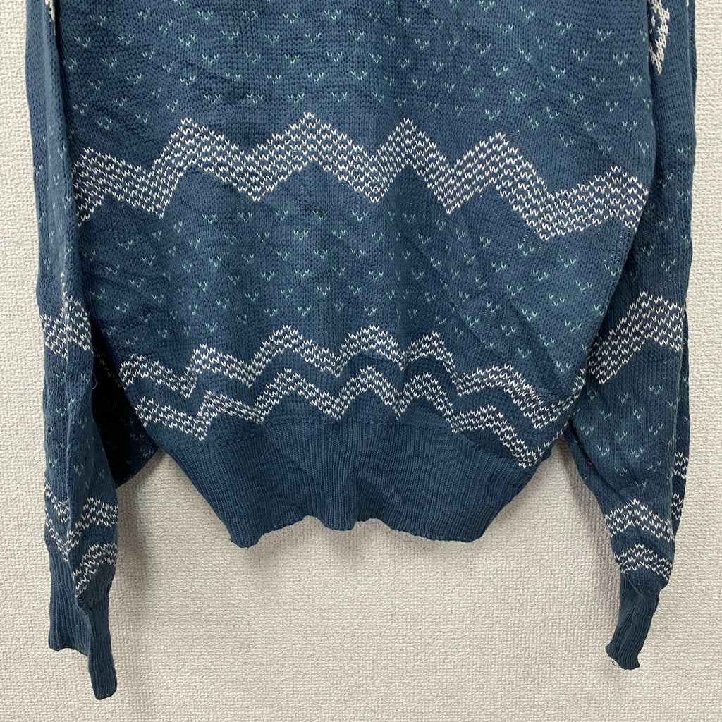 ～90s　oasis　アクリルニットセーター　ヴィンテージ　青　ブルー　Sサイズ　古着