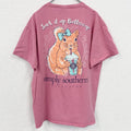 Simply Southern　半袖アニマル柄プリントTシャツ　ワンポイント　ピンク　リス　レトロ　Ｌサイズ　古着