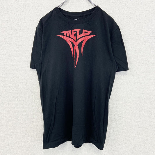 古着 used　NIKE ナイキ　半袖プリントTシャツ　MELD　スウッシュロゴ　カジュアル　黒　クルーネック　XLサイズ