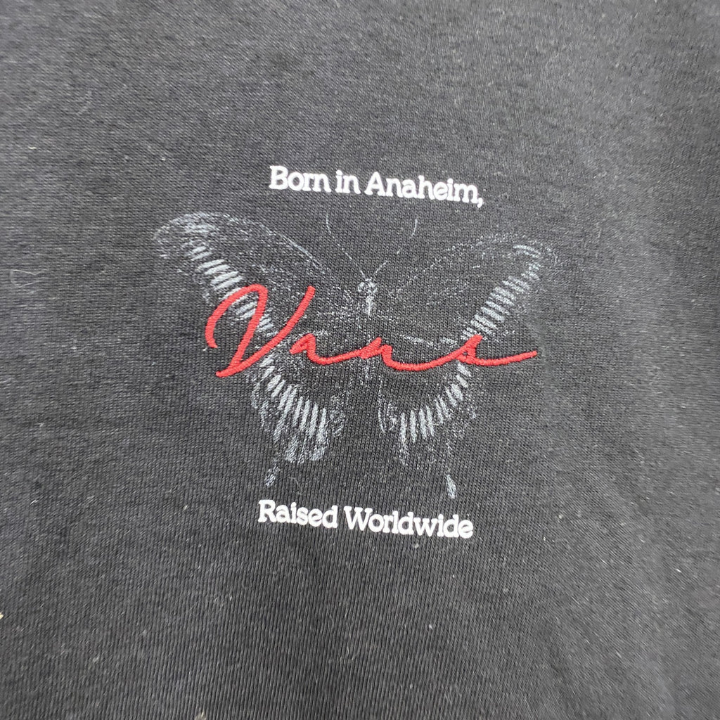 VANS　バンズ　M BORN BUTTERFLY LS TEE　長袖プリントTシャツ/ロンT　蝶　黒　ブラック　Lサイズ　古着