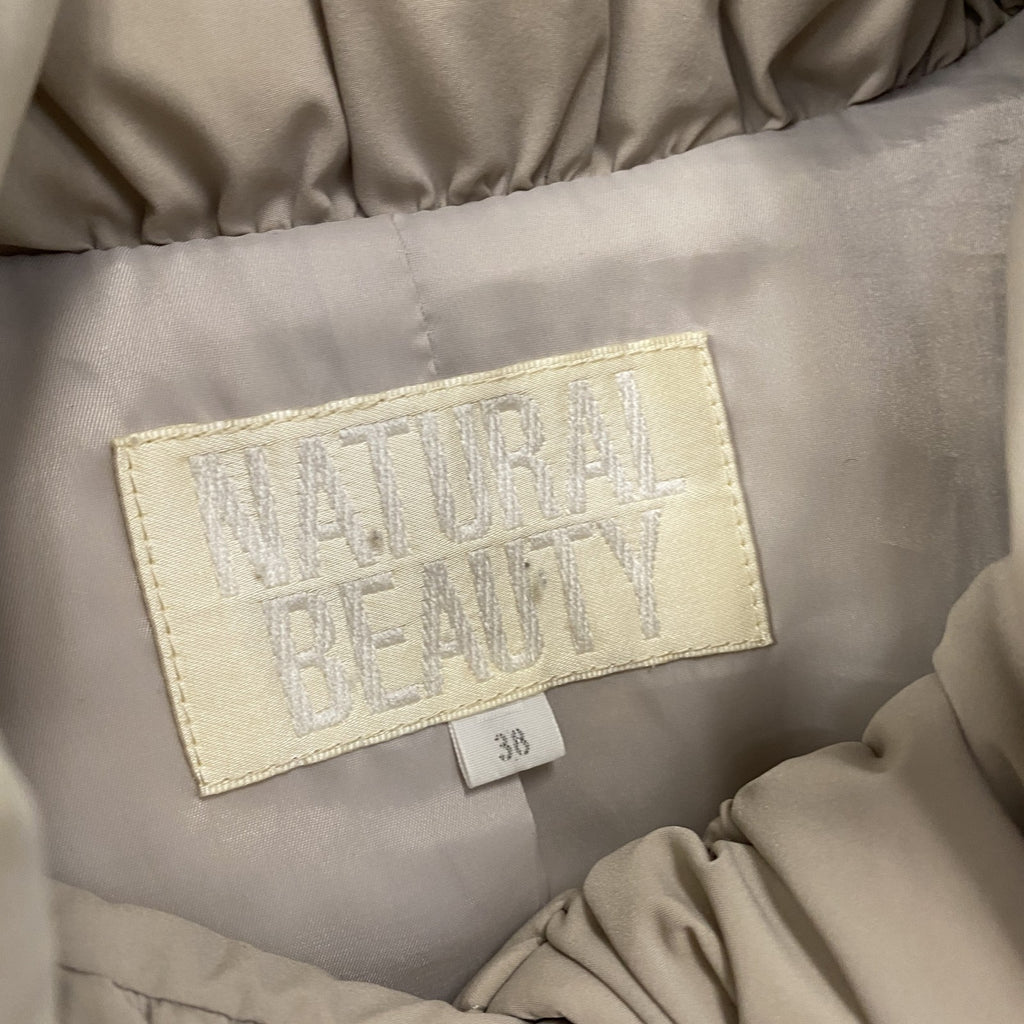 NATURAL BEAUTY　ナチュラルビューティー　ダウンコート　ダウン90%　比翼仕立て　ベージュ　38サイズ ダウンアウター メンズ ポリエステル 古着