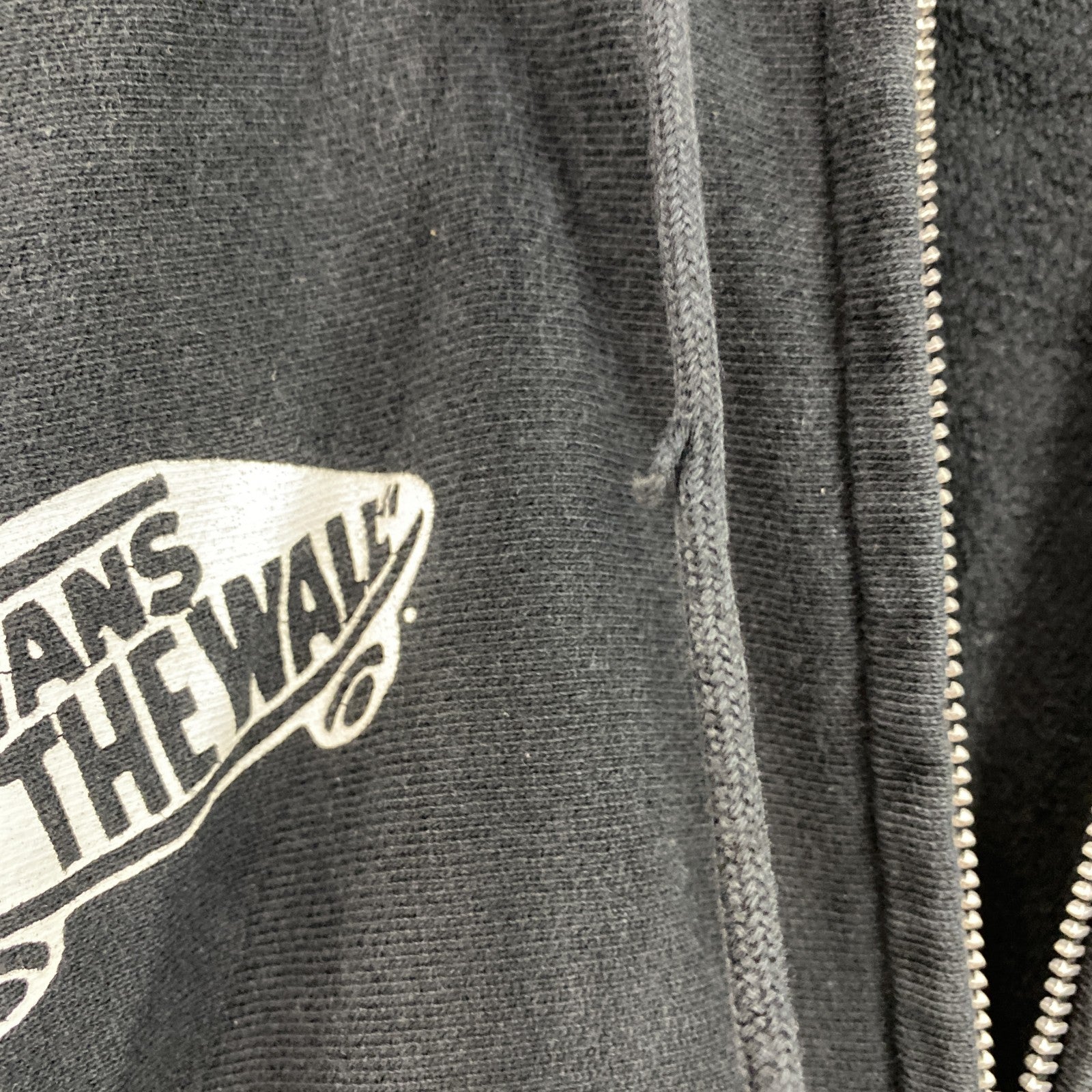 VANS　バンズ　フルジップスウェットパーカー/フーディー　フェード　デカロゴ　黒　ブラック　Lサイズ　古着