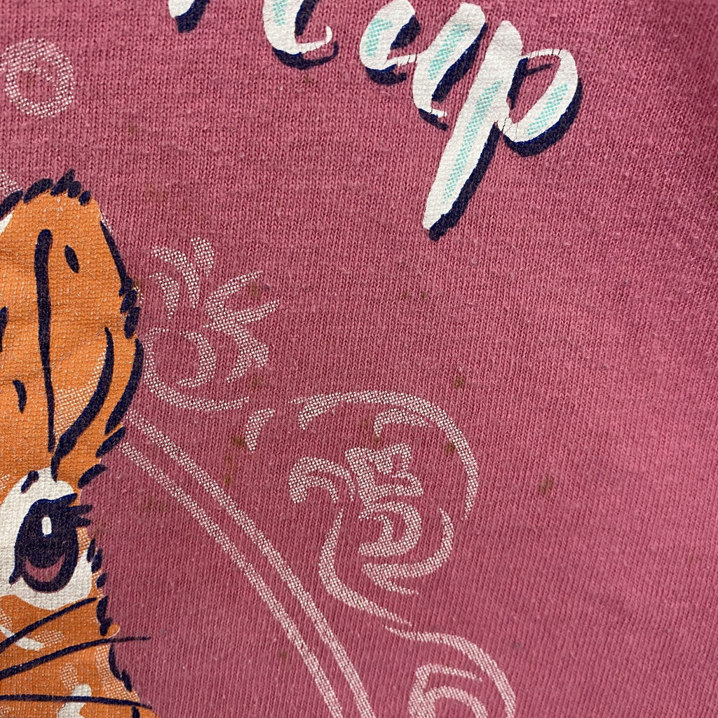 Simply Southern　半袖アニマル柄プリントTシャツ　ワンポイント　ピンク　リス　レトロ　Ｌサイズ　古着
