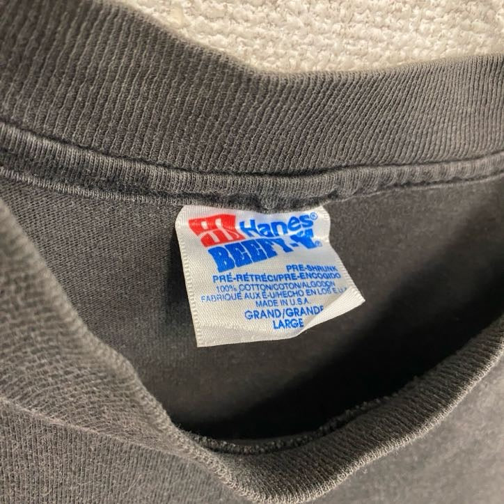 Hanes　ヘインズ　半袖プリントTシャツ　ヴィンテージ　シングルステッチ　黒　ブラック　Lサイズ　古着