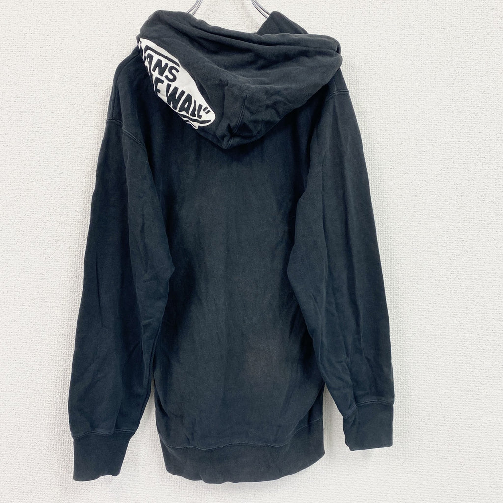 VANS　バンズ　フルジップスウェットパーカー/フーディー　フェード　デカロゴ　黒　ブラック　Lサイズ　古着