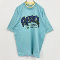 90s　1994　半袖プリントTシャツ　ヴィンテージ　クルーネック　レトロデザイン　水色　ライトブルー　XLサイズ　古着