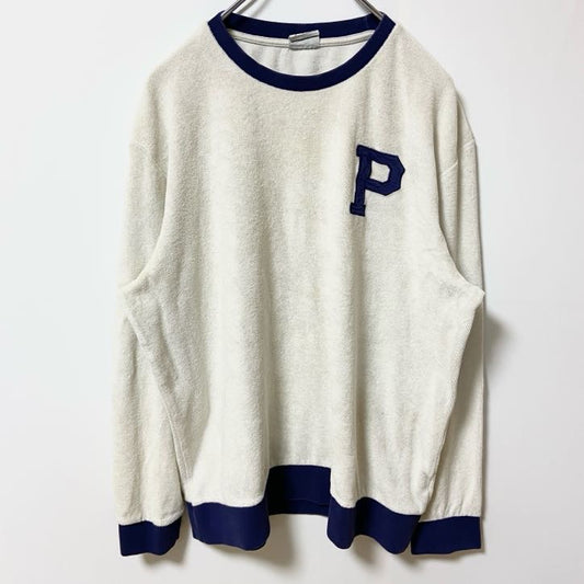 古着 used　puma プーマ　長袖デザインスウェット　P　白　ホワイト　秋冬服　クルーネック　Mサイズ