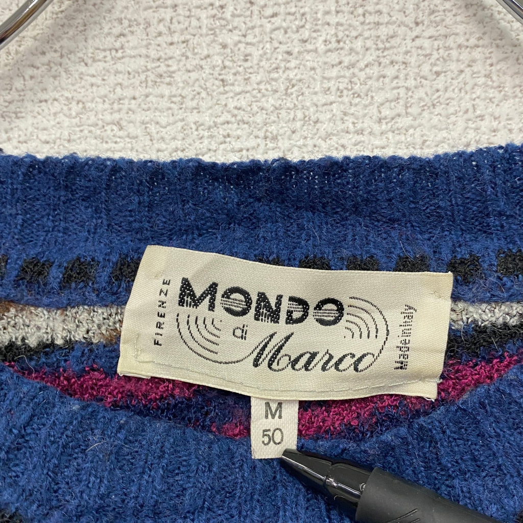 90s～　MONDO di Marco　ニットセーター　ユーロ　総柄　ヴィンテージ　マルチカラー　Mサイズ　古着