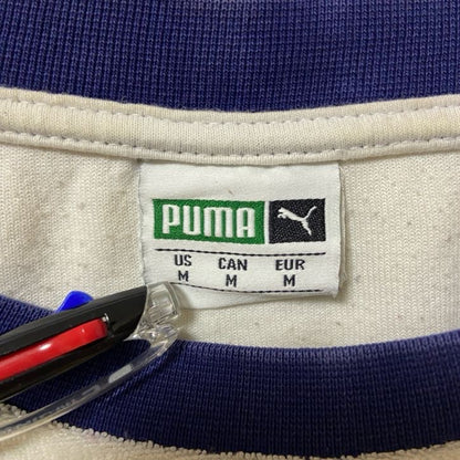 古着 used　puma プーマ　長袖デザインスウェット　P　白　ホワイト　秋冬服　クルーネック　Mサイズ