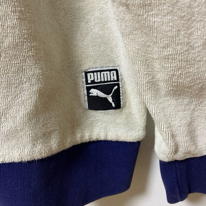 古着 used　puma プーマ　長袖デザインスウェット　P　白　ホワイト　秋冬服　クルーネック　Mサイズ