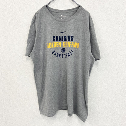 古着 used　NIKE ナイキ　半袖プリントTシャツ　バスケットボール　スウッシュロゴ　グレー　クルーネック　XLサイズ
