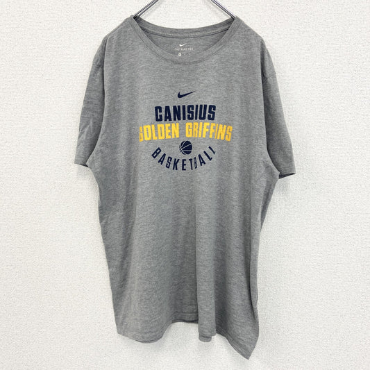 古着 used　NIKE ナイキ　半袖プリントTシャツ　バスケットボール　スウッシュロゴ　グレー　クルーネック　XLサイズ