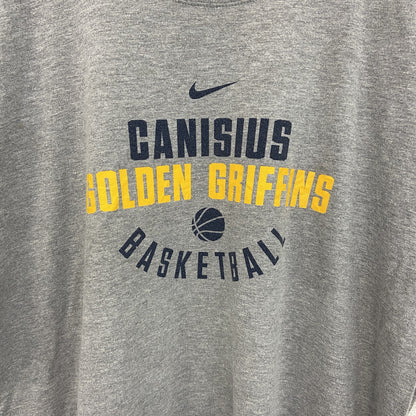 古着 used　NIKE ナイキ　半袖プリントTシャツ　バスケットボール　スウッシュロゴ　グレー　クルーネック　XLサイズ