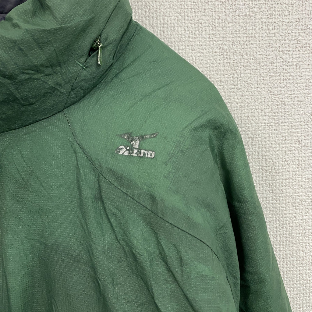 MIZUNO　ミズノ　BREATH THERMO　フルジップダウンジャケット　ダウン90%　緑　グリーン　Mサイズ　古着