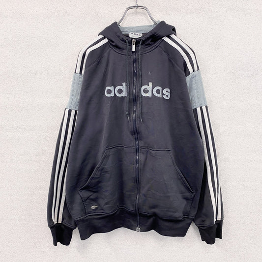 00s　adidas　アディダス　フルジップスウェットパーカー/フーディー　ヴィンテージ　灰色　グレー　Mサイズ