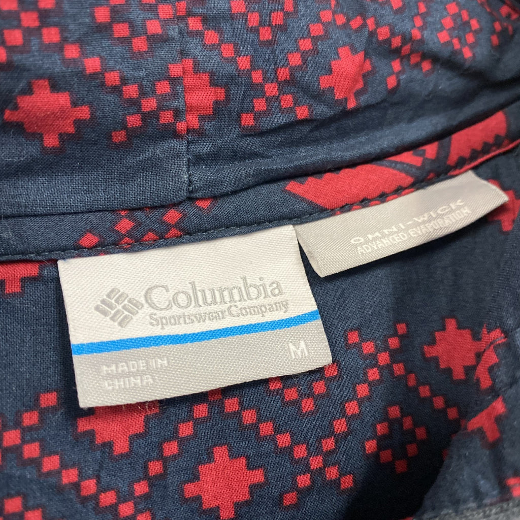 Columbia　コロンビア Omni-Wick　フルジップスウェットパーカー/フーディー　フェード　幾何学模様　紺　ネイビー　Mサイズ　古着