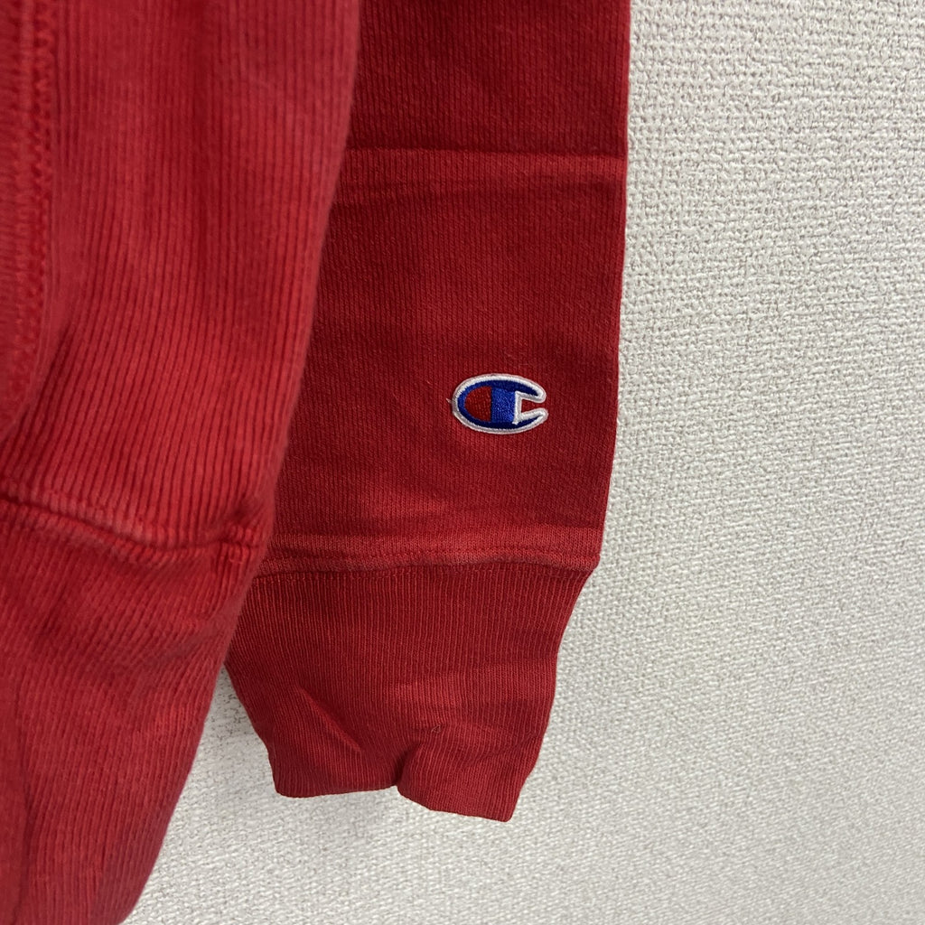 Champion　チャンピオン　リバースウィーブ　スウェットパーカー/フーディー　刺繍ロゴ　単色　復刻　赤　レッド　XLサイズ　古着