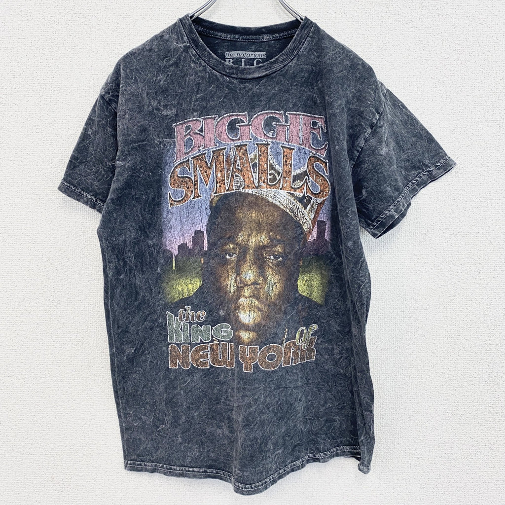 半袖プリントTシャツ　ノートリアスB.I.G　クルーネック　レトロデザイン　灰色　ダークグレー　Mサイズ　古着