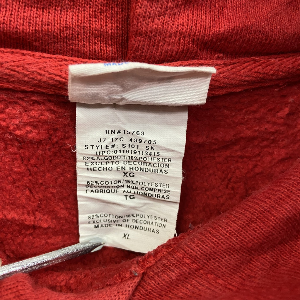 Champion　チャンピオン　リバースウィーブ　スウェットパーカー/フーディー　刺繍ロゴ　単色　復刻　赤　レッド　XLサイズ　古着