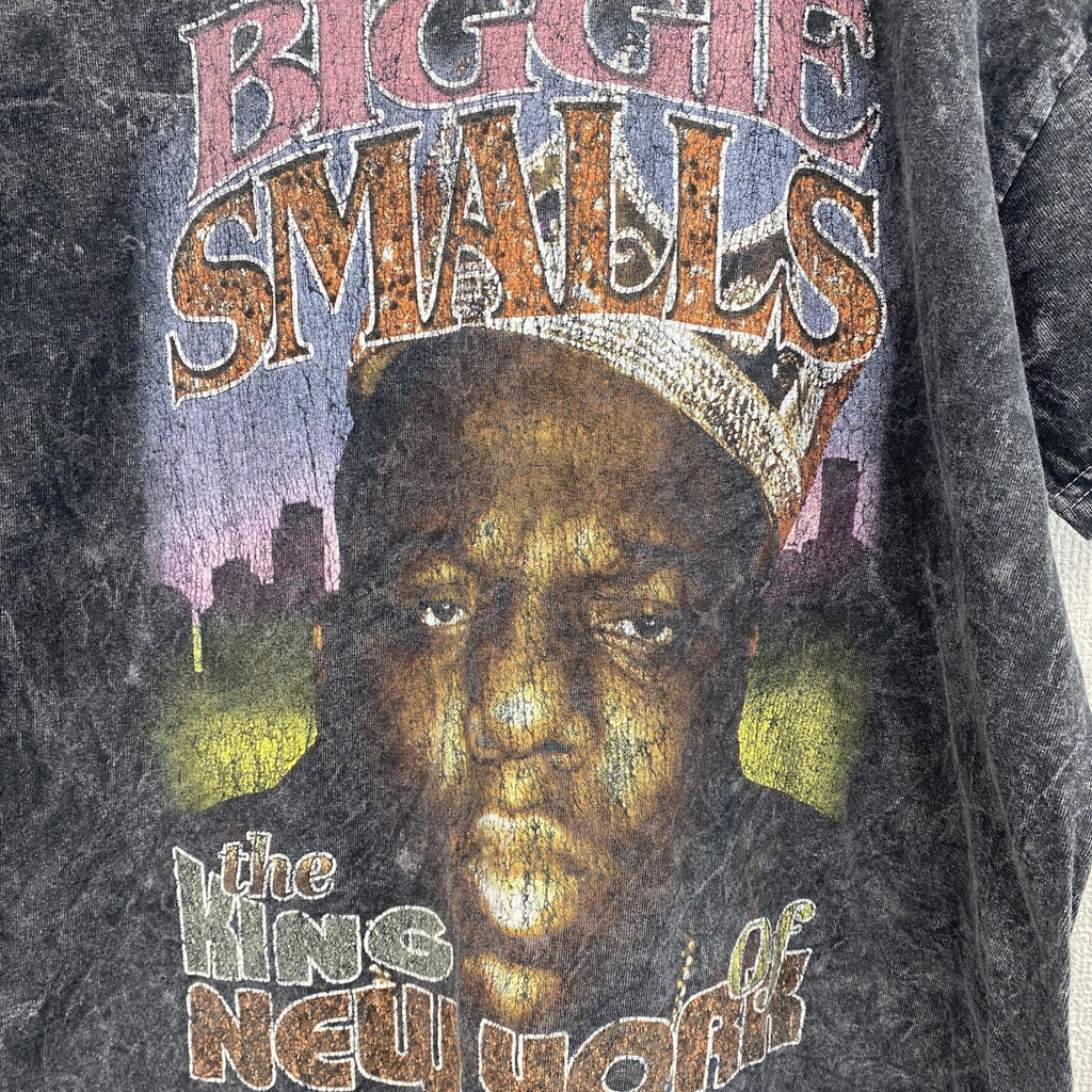 半袖プリントTシャツ　ノートリアスB.I.G　クルーネック　レトロデザイン　灰色　ダークグレー　Mサイズ　古着
