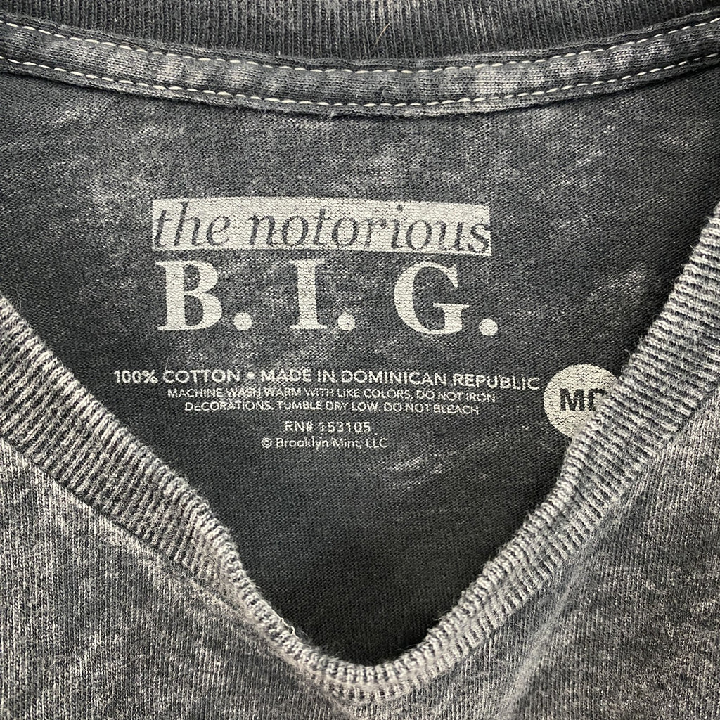 半袖プリントTシャツ　ノートリアスB.I.G　クルーネック　レトロデザイン　灰色　ダークグレー　Mサイズ　古着