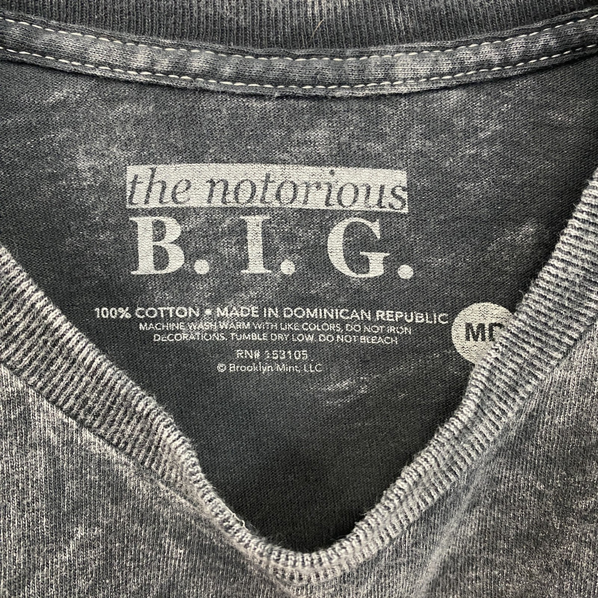半袖プリントTシャツ　ノートリアスB.I.G　クルーネック　レトロデザイン　灰色　ダークグレー　Mサイズ　古着