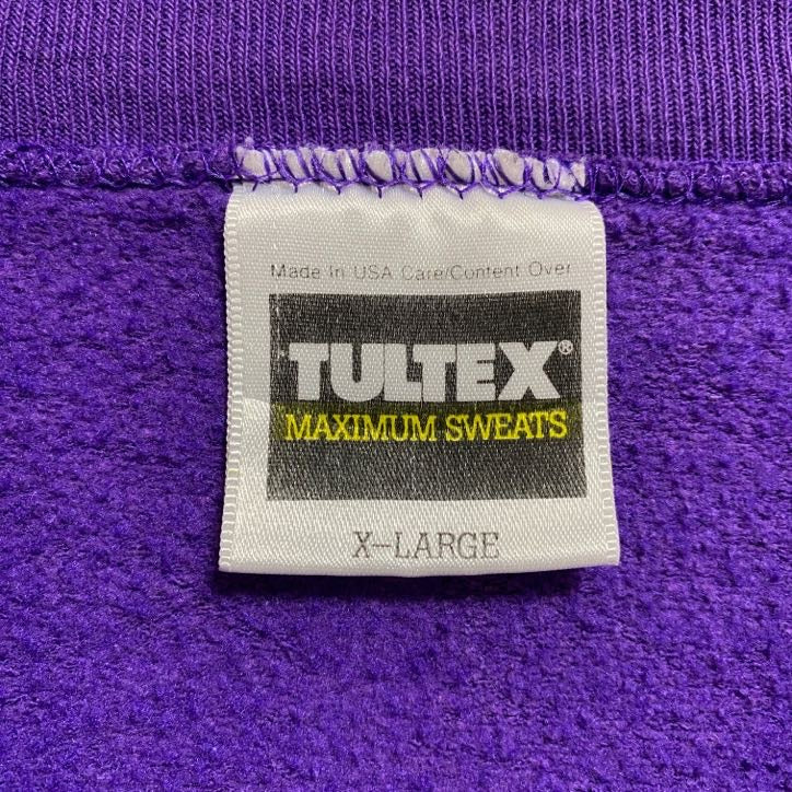 古着 used　90s　TULTEX　長袖プリントスウェット　トレーナー　USA製　紫　パープル　ビッグシルエット　XLサイズ