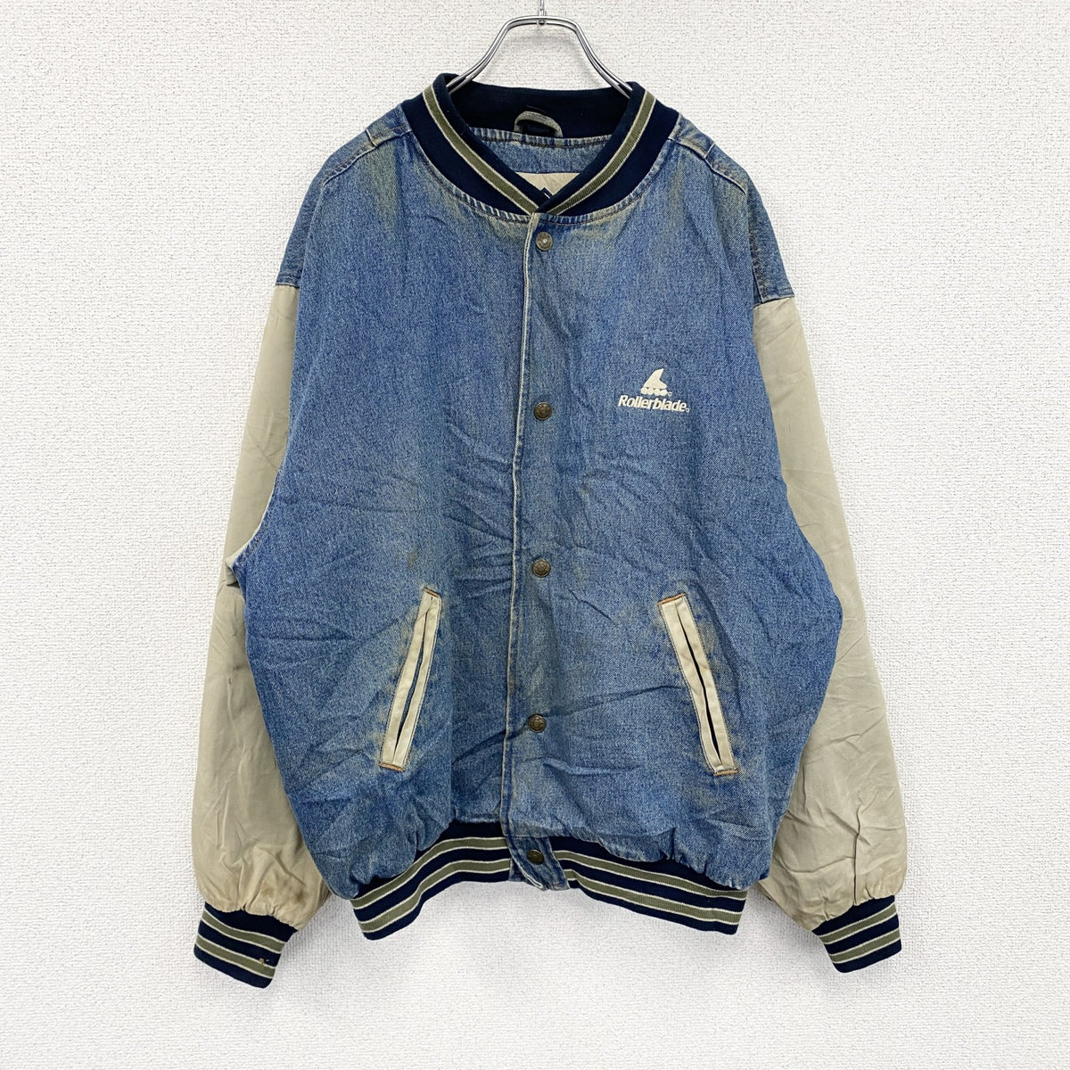 ～00s　GEAR　デニムスタジャン　ヴィンテージ　中綿入り　インディゴ　Lサイズ　古着