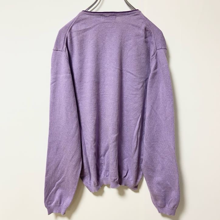 ROBE DI KAPPA　カッパ　Vネックニットセーター　ワンポイント　刺繍ロゴ　スポーツミックス　紫　パープル　Lサイズ　古着
