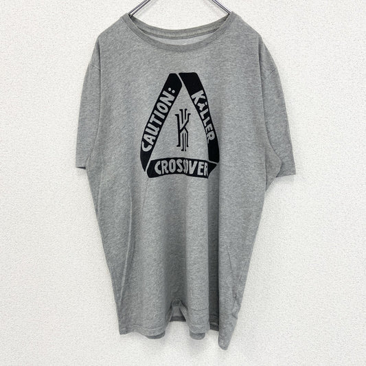 古着 used　NIKE ナイキ　半袖プリントTシャツ　カジュアルデザイン　スウッシュロゴ　グレー　クルーネック　XLサイズ