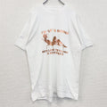 半袖プリントTシャツ　レトロデザイン　ヴィンテージ　クルーネック　シングルステッチ　90s　白　ホワイト　古着