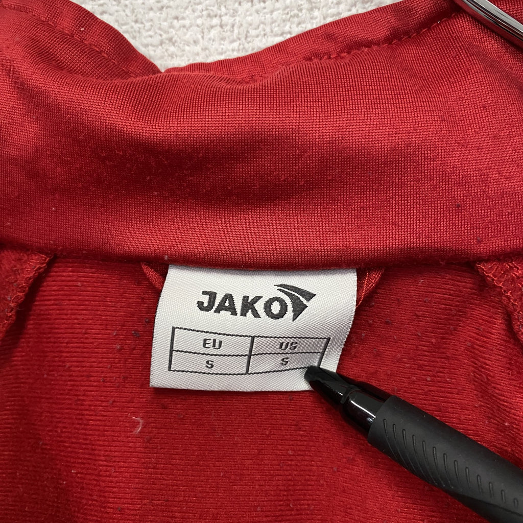 JAKO　ヤコ　トラックジャケット/ジャージ　刺繍ロゴ　アーチプリント　赤　レッド　Sサイズ　古着