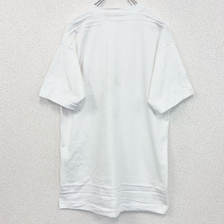 半袖プリントTシャツ　レトロデザイン　ヴィンテージ　クルーネック　シングルステッチ　90s　白　ホワイト　古着