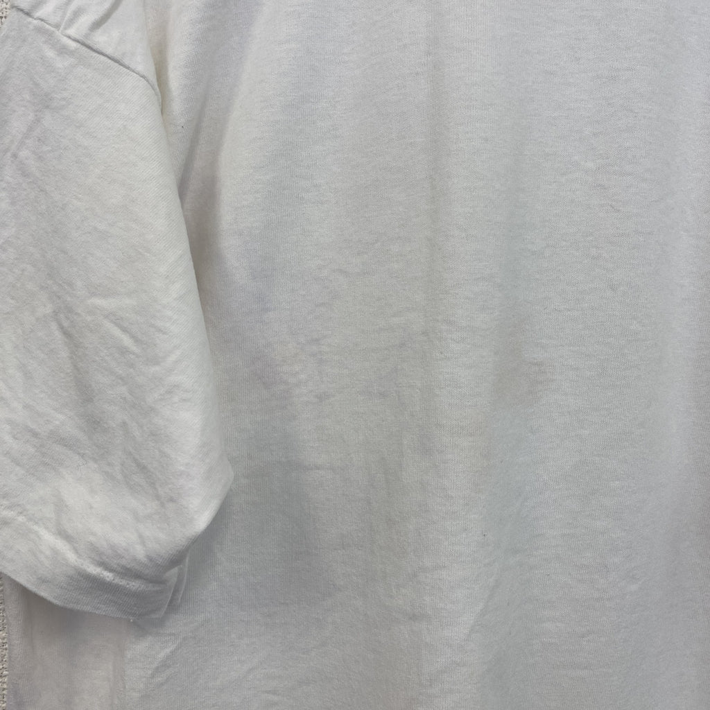 半袖プリントTシャツ　レトロデザイン　ヴィンテージ　クルーネック　シングルステッチ　90s　白　ホワイト　古着
