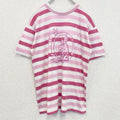 半袖プリントTシャツ　レトロデザイン　クルーネック　シングルステッチ　ヴィンテージ　ボーダー　バハマ　ピンク　古着