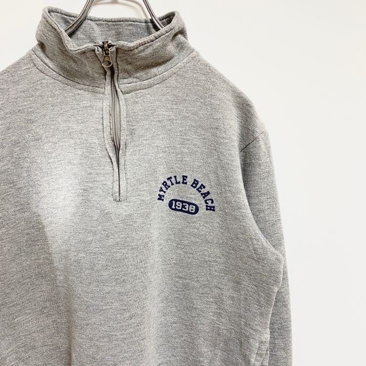 COASTALSWELL　長袖ハーフジップスウェット　トレーナー　ワンポイント　マートルビーチ　グレー　灰色　Sサイズ　古着